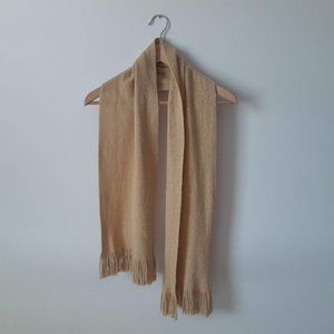 Camel Short Scarf with Fringe